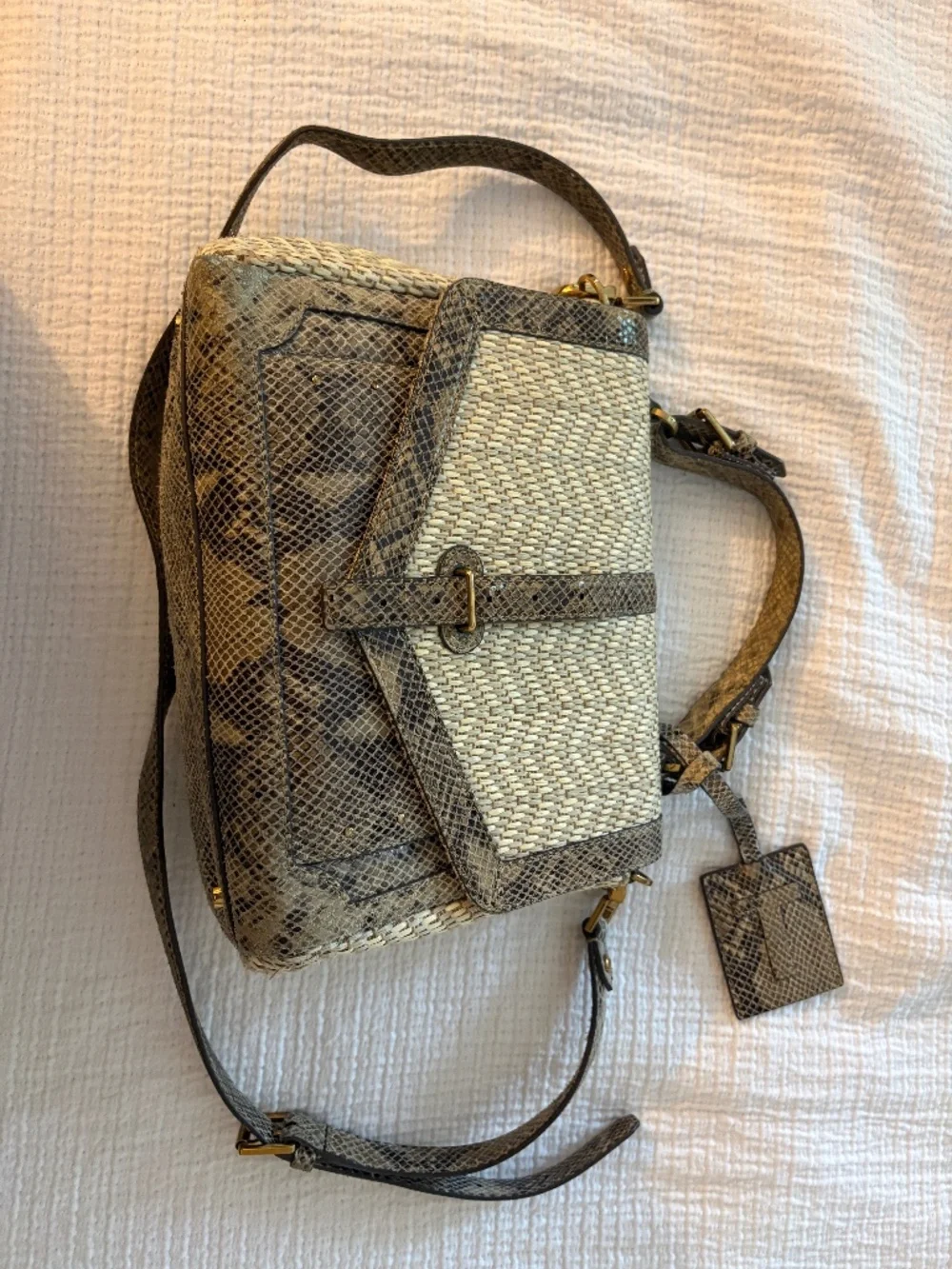 Tory Burch Beige/Brown Snakeskin Bag